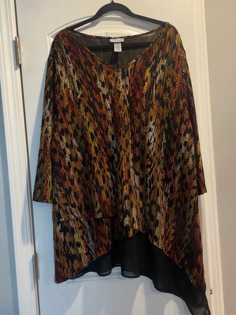 Catherines 2X Travel Tunic Animal Print Chiffon Hem Plus Size Blouse